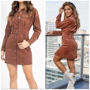 Kittenish Brown Corduroy dress